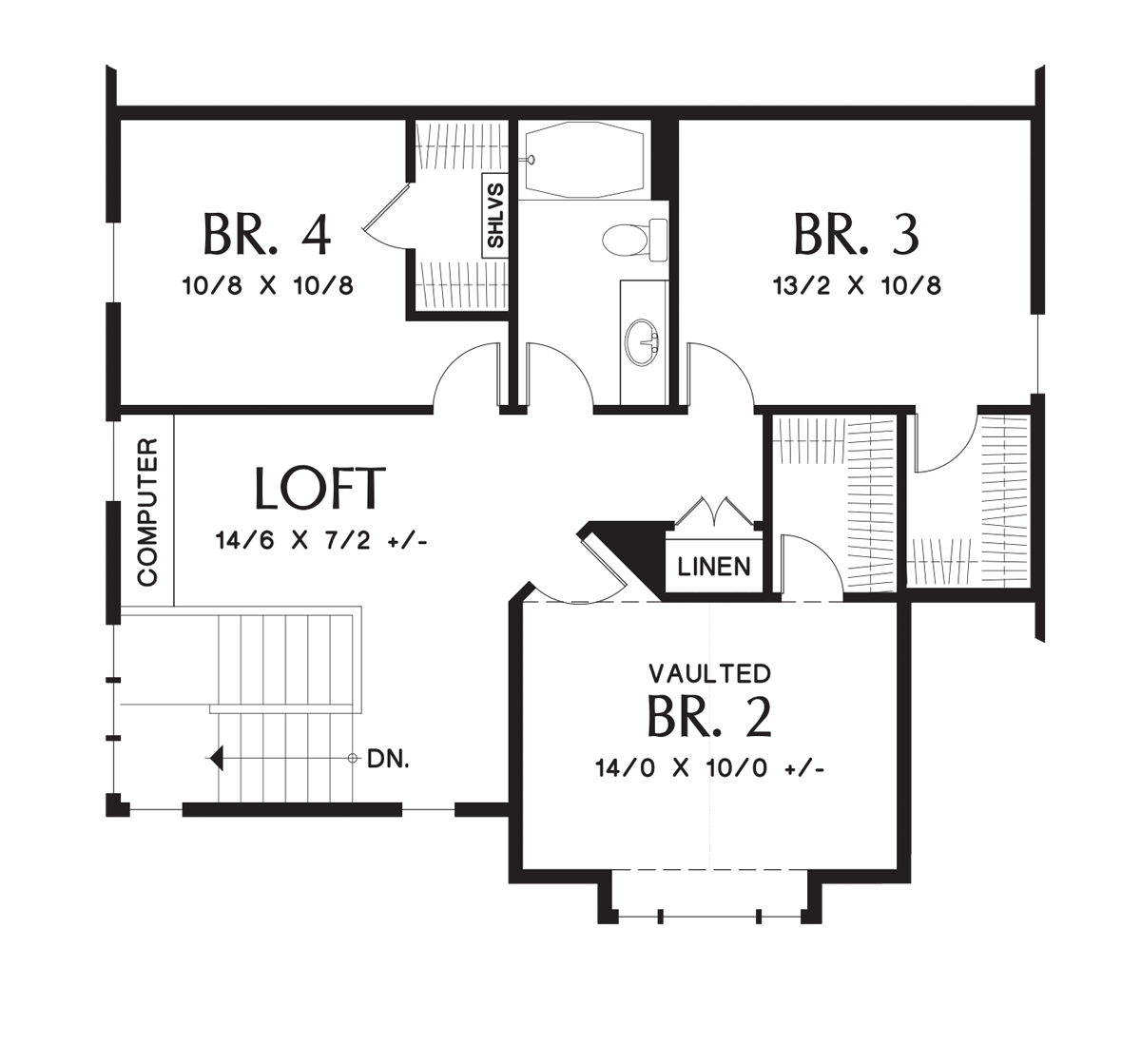 Upper Floor Plan image for Mascord Yaquina-Spacious Plan Suitable for Small Lots-Upper Floor Plan