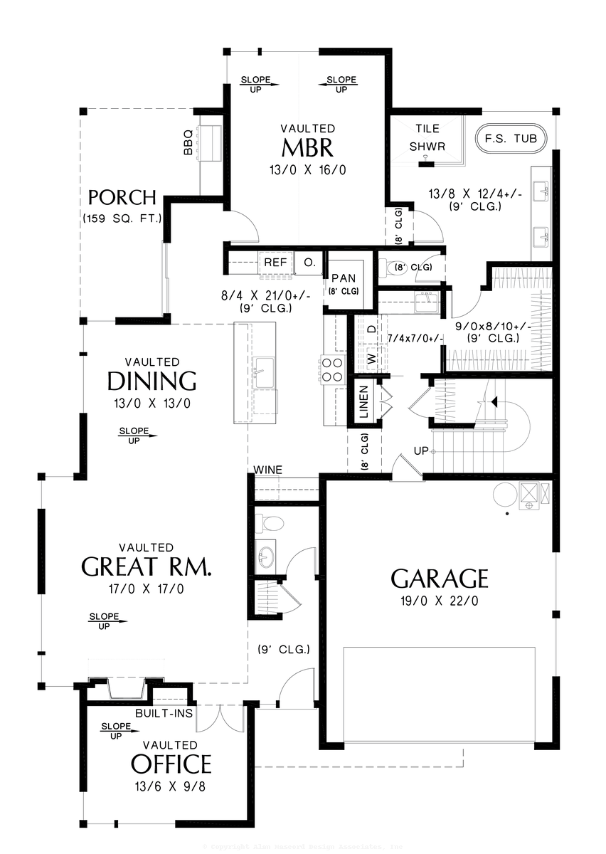 Main Floor Plan image for Mascord Cambrian-Modern Elegance Meets Comfort in Contemporary Haven-Main Floor Plan
