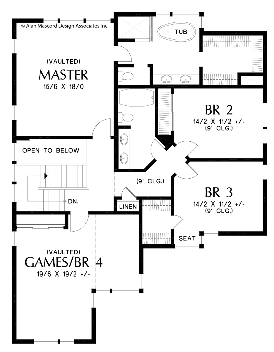 Upper Floor Plan image for Mascord Golden-Sophisticated Look Outside, Smart Design Inside-Upper Floor Plan
