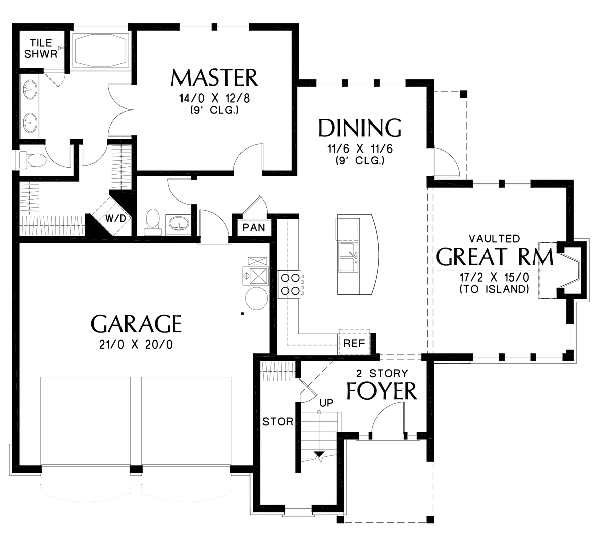 Main Floor Plan image for Mascord Oakshire-Elegant Classic Exterior with a Modern Layout-Main Floor Plan