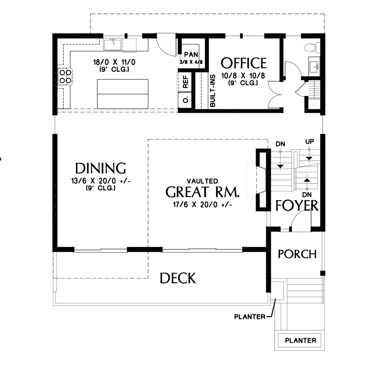 Main Floor Plan image for Mascord Augustine-Contemporary Upslope plan with 2 Cars and Guest Suite-Main Floor Plan