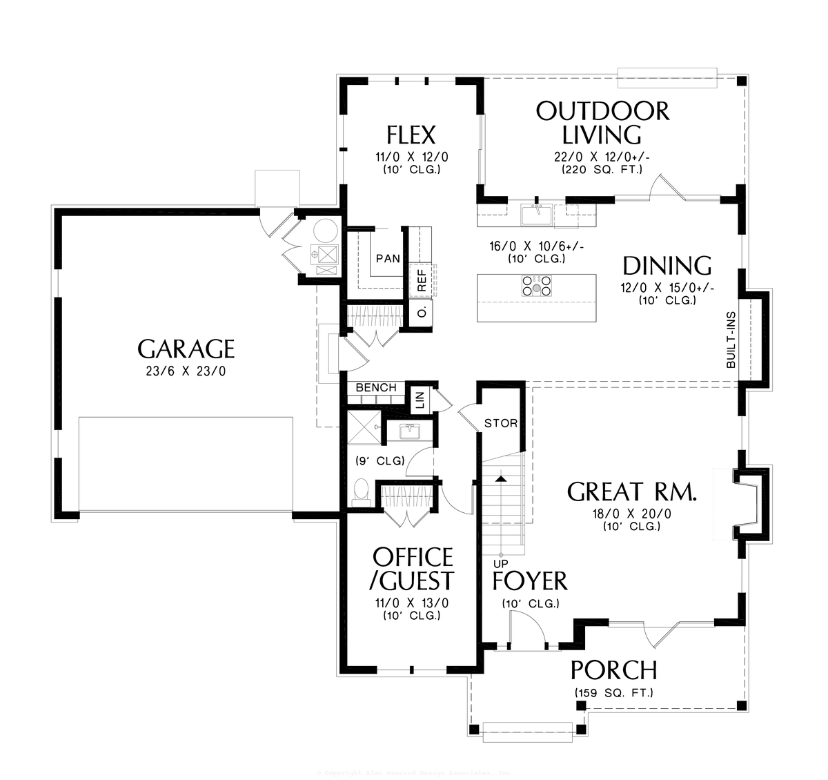 Main Floor Plan image for Mascord Langdale-Where Modern Comfort Meets Farmhouse Charm-Main Floor Plan