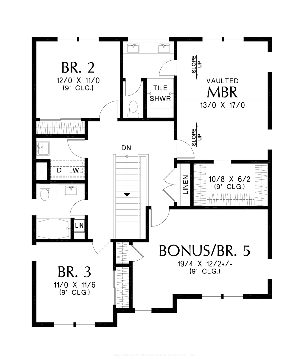 Upper Floor Plan image for Mascord Langdale-Where Modern Comfort Meets Farmhouse Charm-Upper Floor Plan