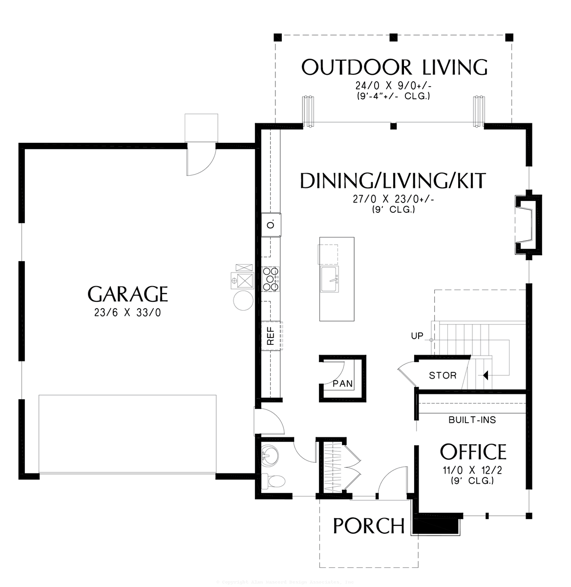 Main Floor Plan image for Mascord Foxglove-Modern Prairie with Three Beds, Two Baths and All the Charm You Need-Main Floor Plan