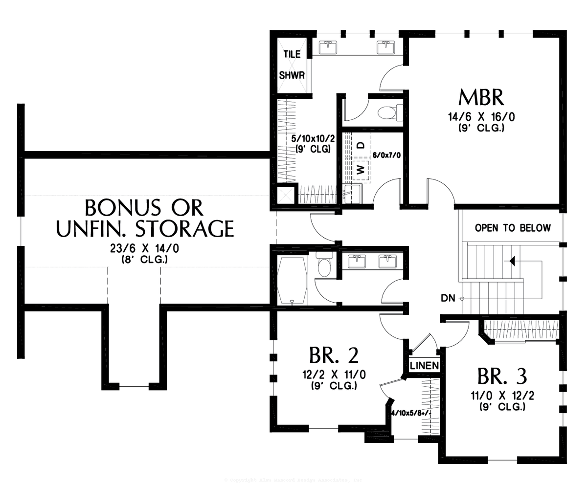 Upper Floor Plan image for Mascord Amherst--Upper Floor Plan