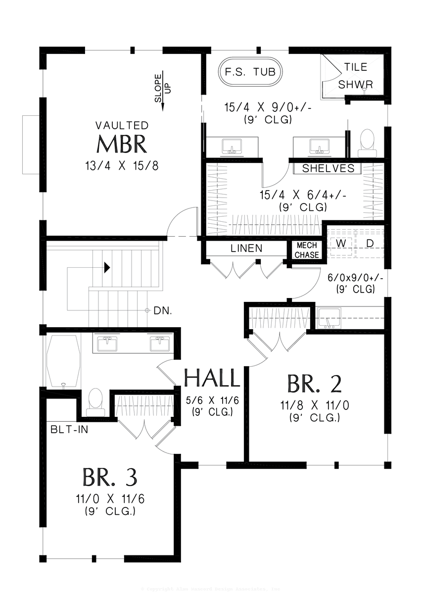 Upper Floor Plan image for Mascord West Covina-Contemporary Elegance with Front Office or 4th Bedroom for Narrow Lots-Upper Floor Plan