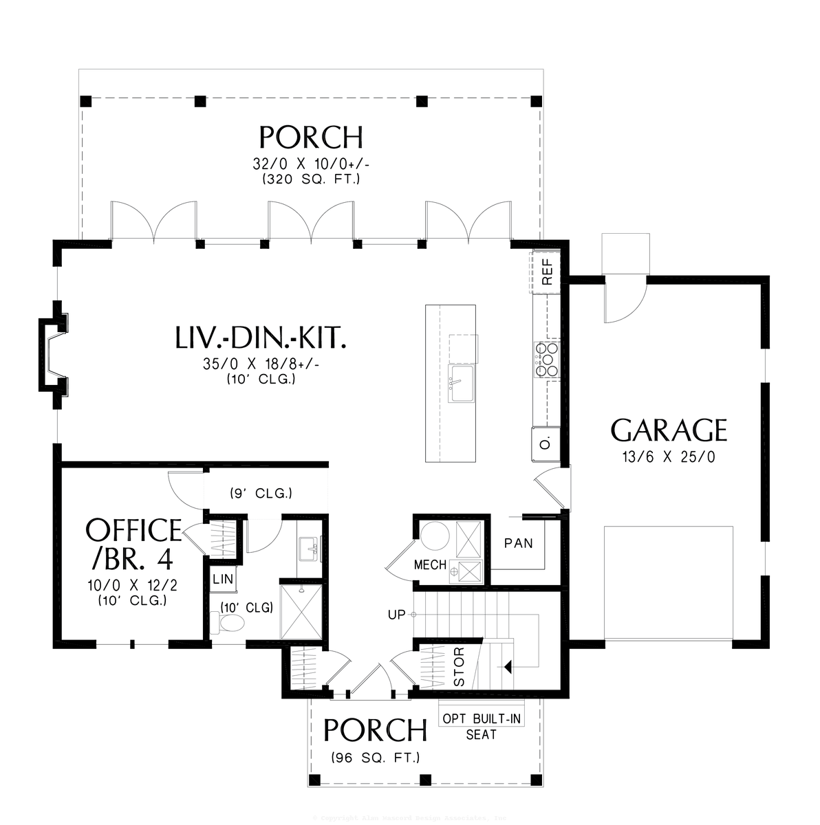 Main Floor Plan image for Mascord Harper-This design stands out with classic lines, great aesthetic and bedroom roof decks!-Main Floor Plan