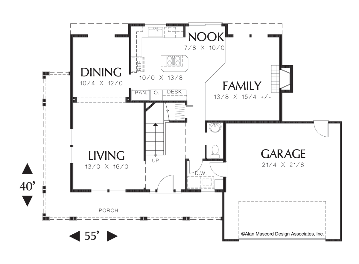 Main Floor Plan image for Mascord Chanticleer-Charming Country Plan with Wrap-around Porch-Main Floor Plan