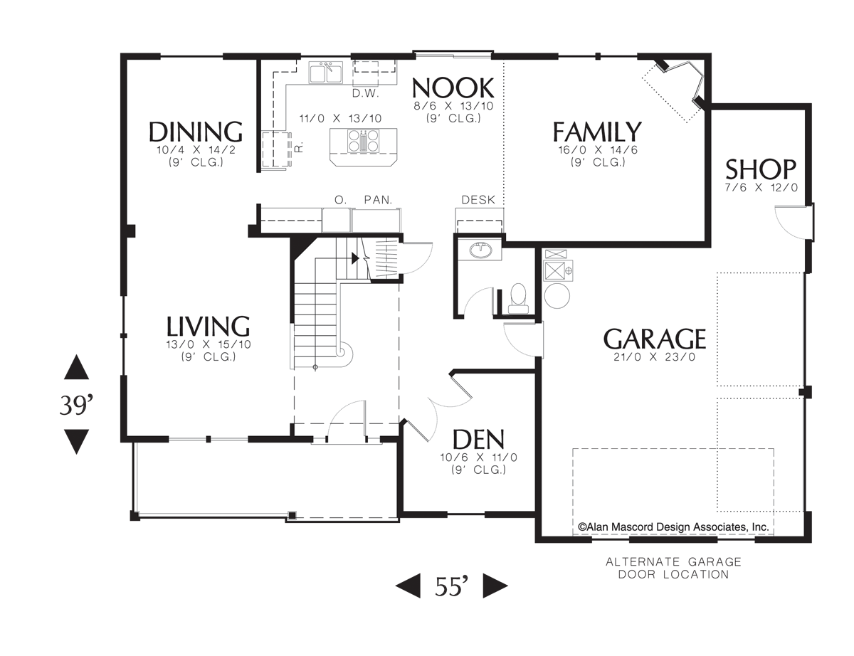 Main Floor Plan image for Mascord Caledonia-Four Bedroom Family Plan-Main Floor Plan