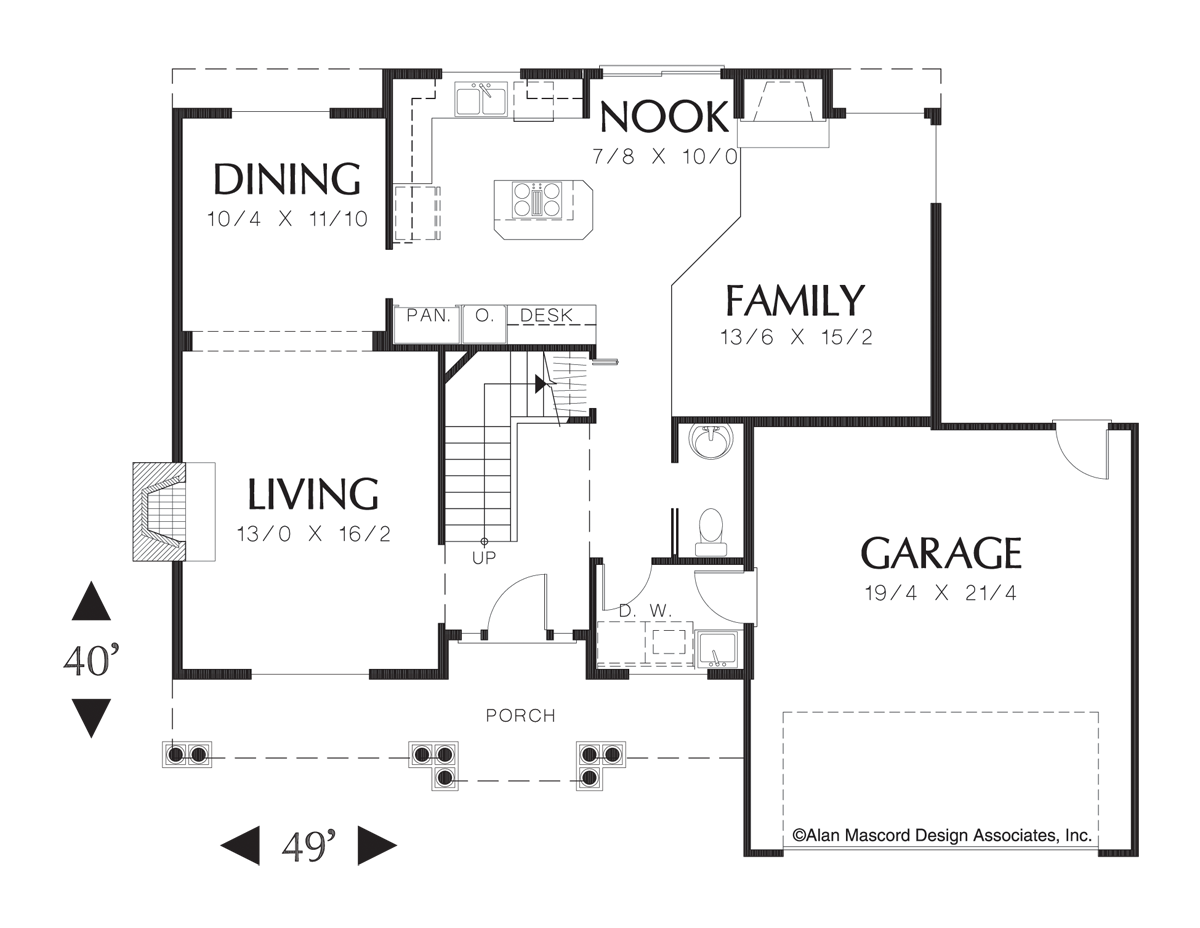 Main Floor Plan image for Mascord Hazelsmith-Open Kitchen, Nook and Living Room-Main Floor Plan