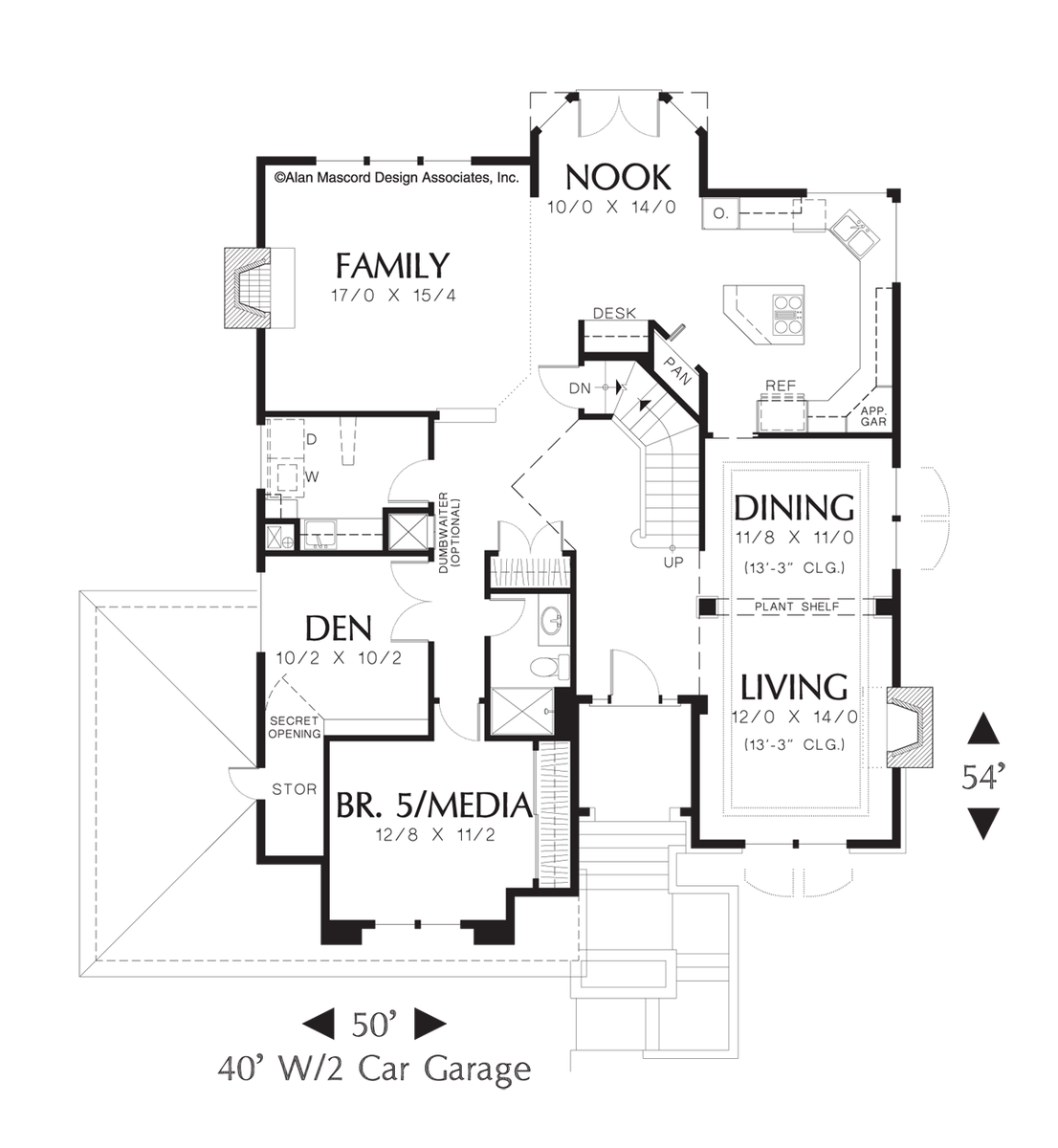 Main Floor Plan image for Mascord Marbella-Narrow Lot Plan with Gourmet Kitchen-Main Floor Plan