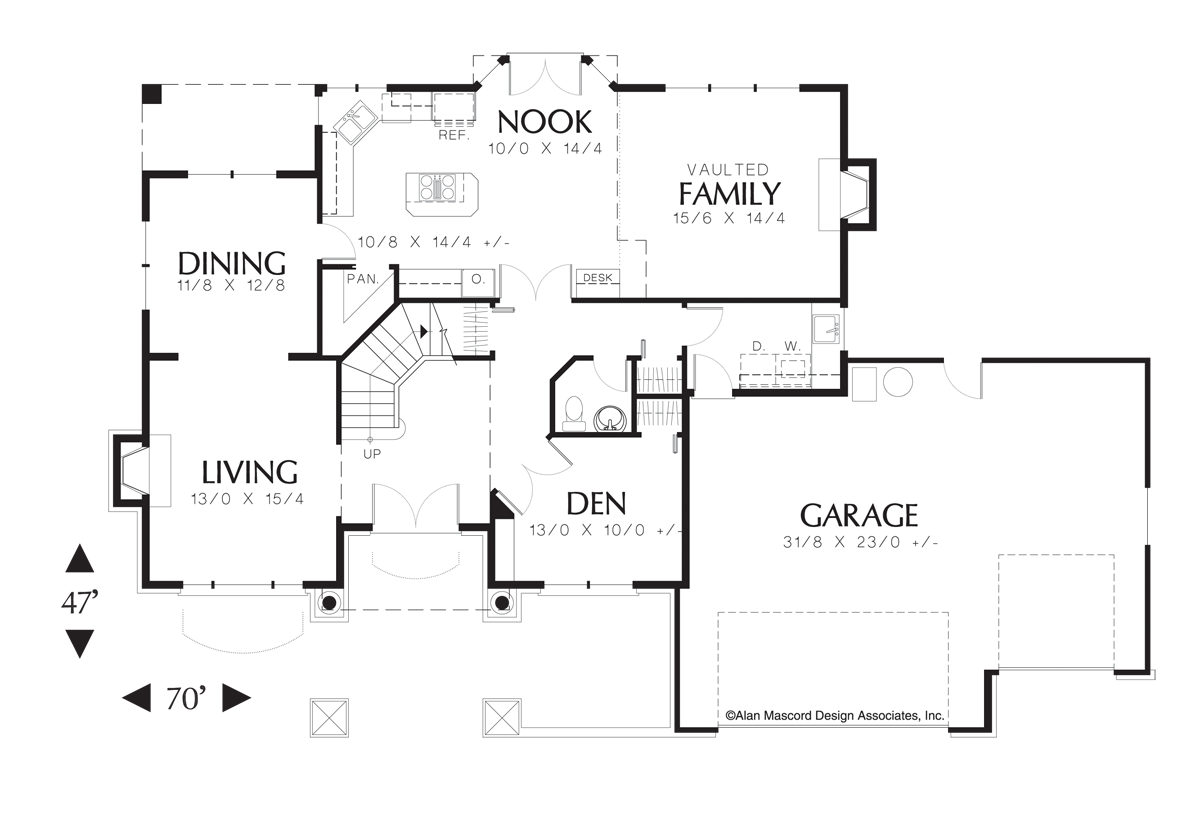 Main Floor Plan image for Mascord Bellmond-European Plan with Built-ins-Main Floor Plan