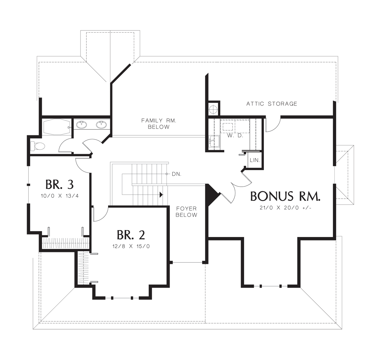 Upper Floor Plan image for Mascord Lyndon-Victorian Plan with Wrap-around Porch-Upper Floor Plan