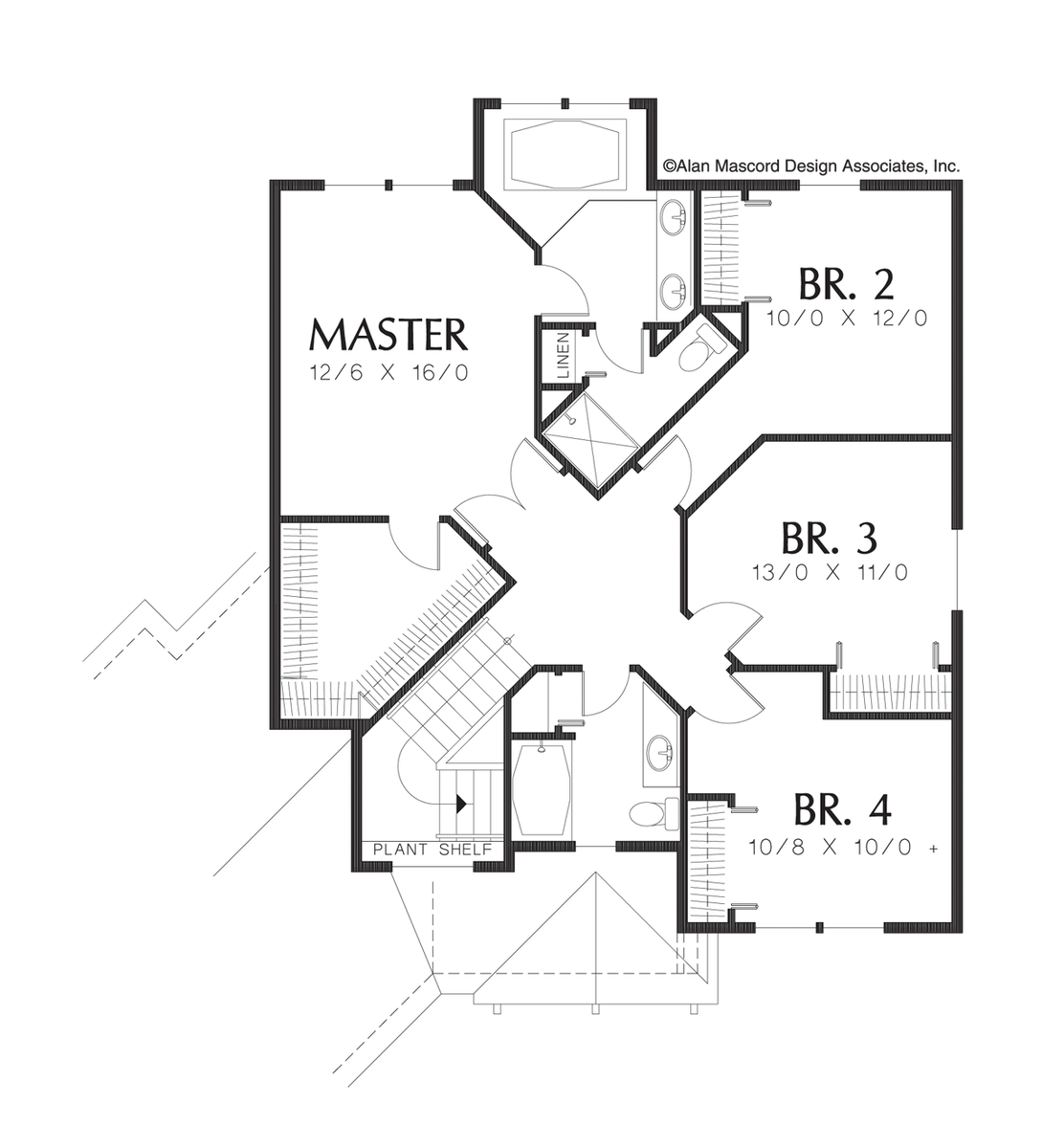 Upper Floor Plan image for Mascord Seguard-Spacious Craftsman Home with Easy Layout-Upper Floor Plan