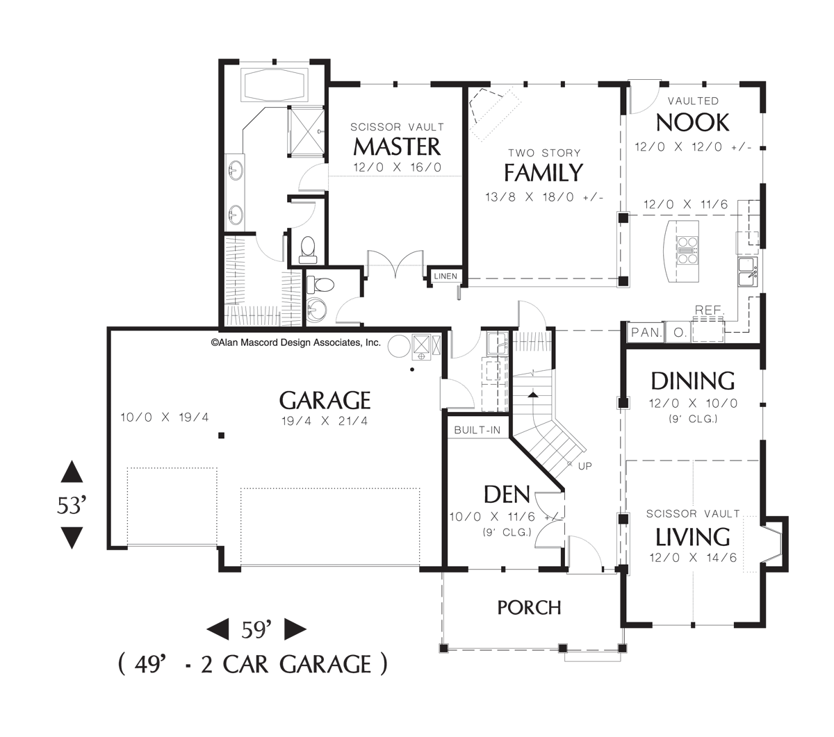 Main Floor Plan image for Mascord Pomeroy-Great First Home, Traditional Style-Main Floor Plan