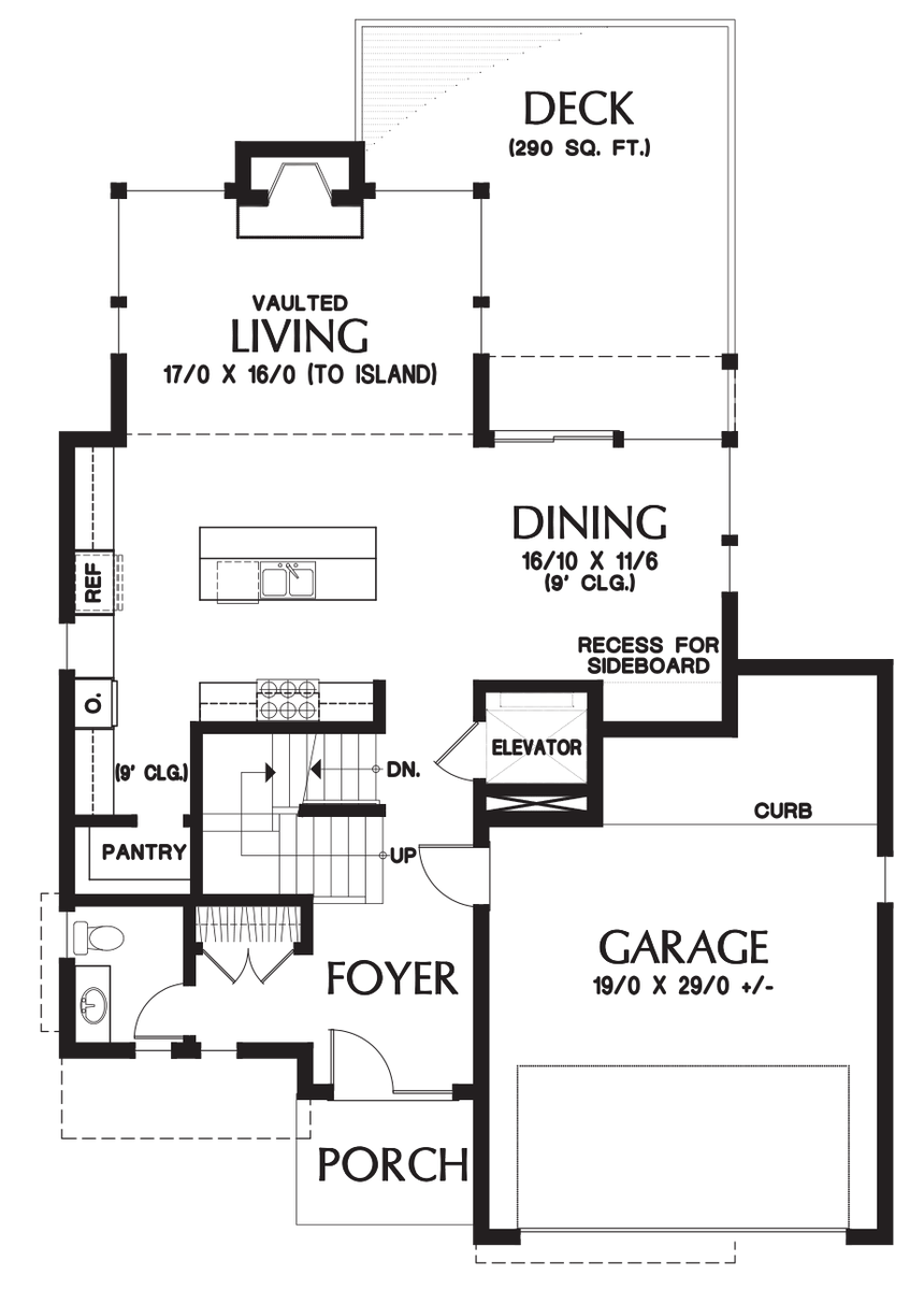 Main Floor Plan image for Mascord Ontario-Gorgeous NW Contemporary home with Daylight Basement-Main Floor Plan