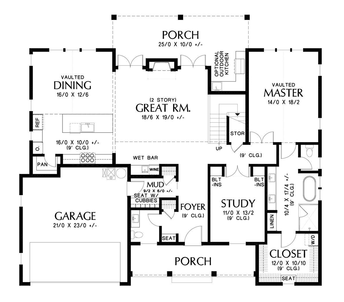 Main Floor Plan image for Mascord Sanada-A modern farmhouse plan to suit your tastes, lifestyle and budget-Main Floor Plan