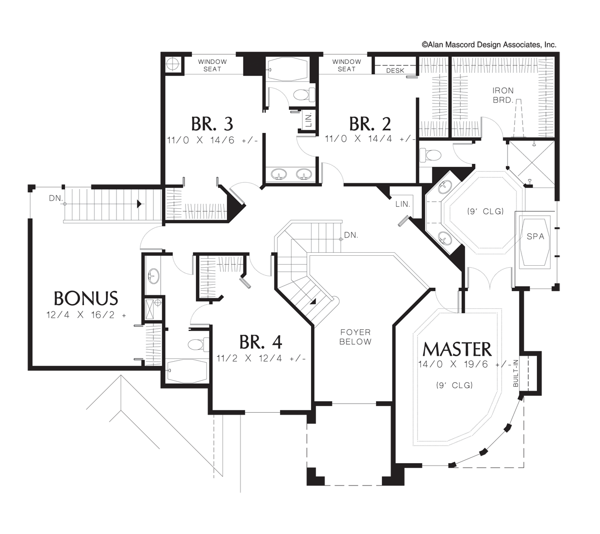 Upper Floor Plan image for Mascord Sorensen-Contemporary Plan with Low Roof Pitch-Upper Floor Plan