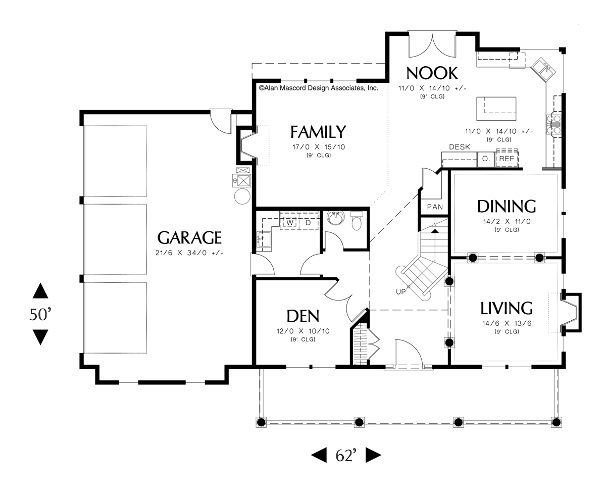 Main Floor Plan image for Mascord Cameron-His and Hers' Closets in Luxurious Master-Main Floor Plan