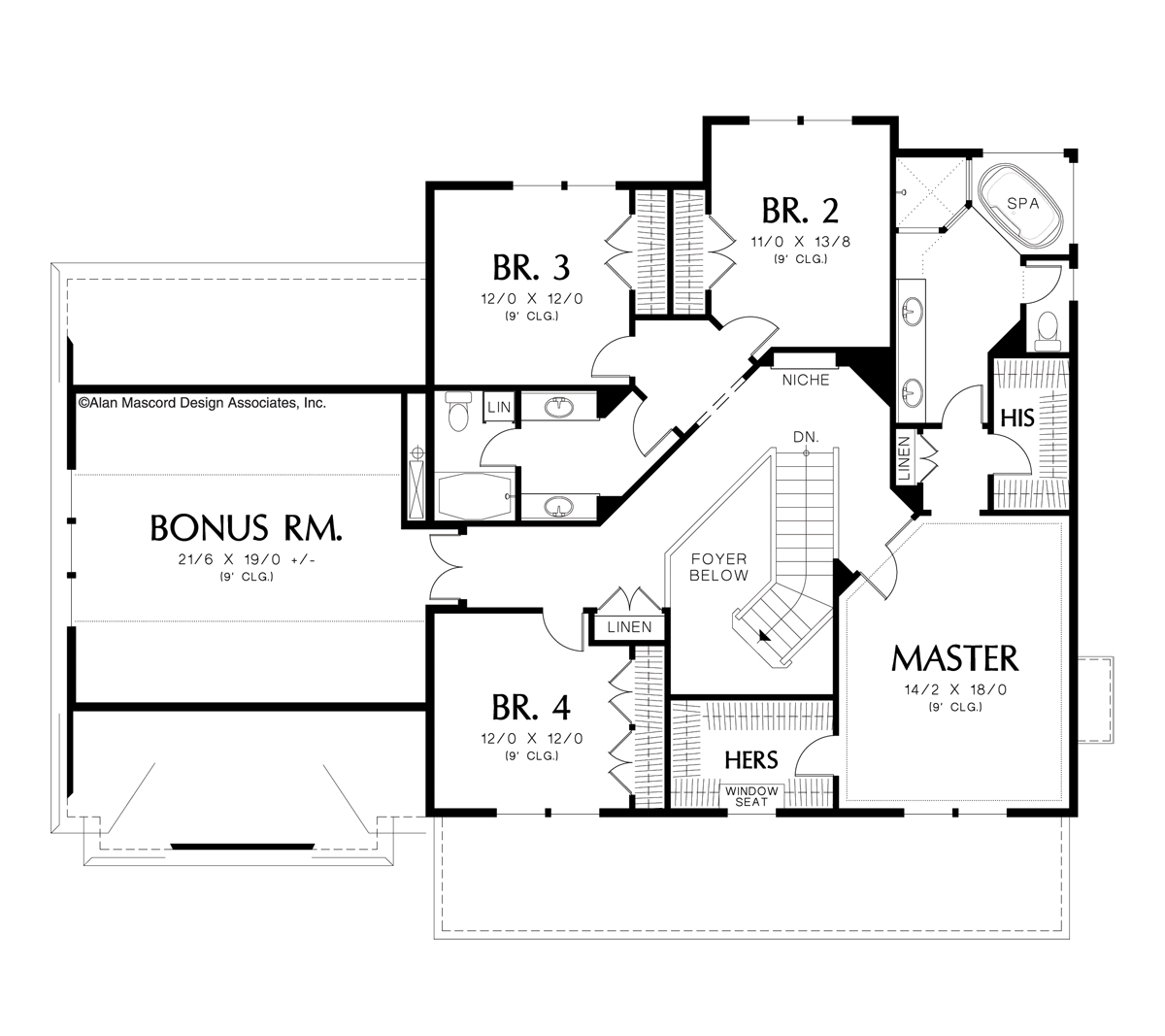 Upper Floor Plan image for Mascord Cameron-His and Hers' Closets in Luxurious Master-Upper Floor Plan