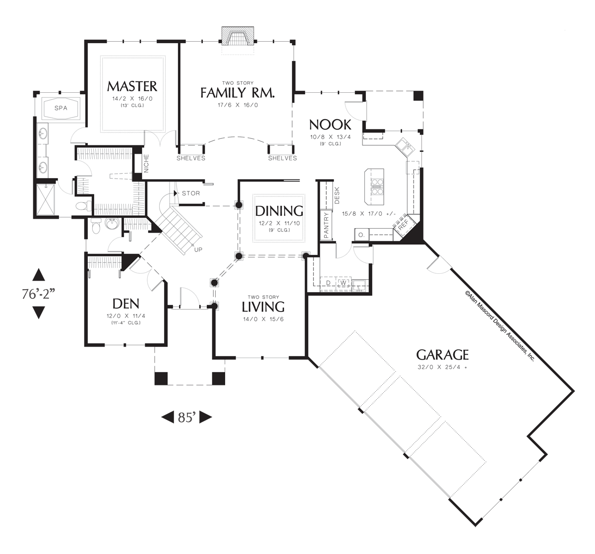 Main Floor Plan image for Mascord Blakely-Formal Plan with Angled Garage-Main Floor Plan