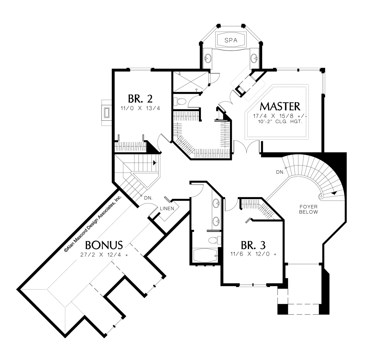 Upper Floor Plan image for Mascord Spierling-Organized Floor Plan with Windowed Laundry-Upper Floor Plan