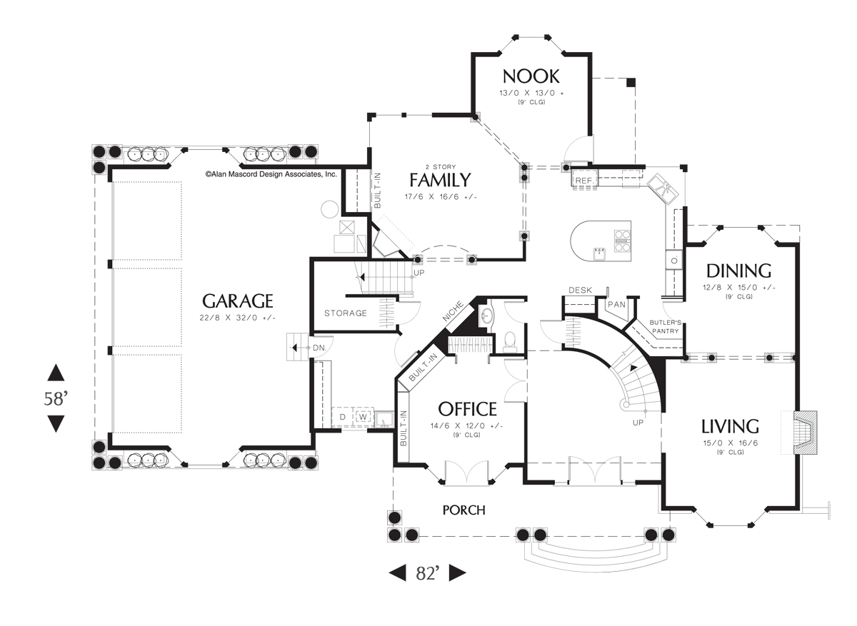 Main Floor Plan image for Mascord Sleighton-Luxury Manor with Craftsman Styling-Main Floor Plan