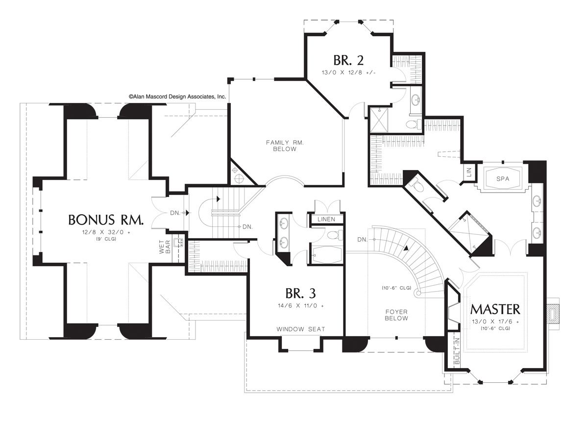 Upper Floor Plan image for Mascord Sleighton-Luxury Manor with Craftsman Styling-Upper Floor Plan
