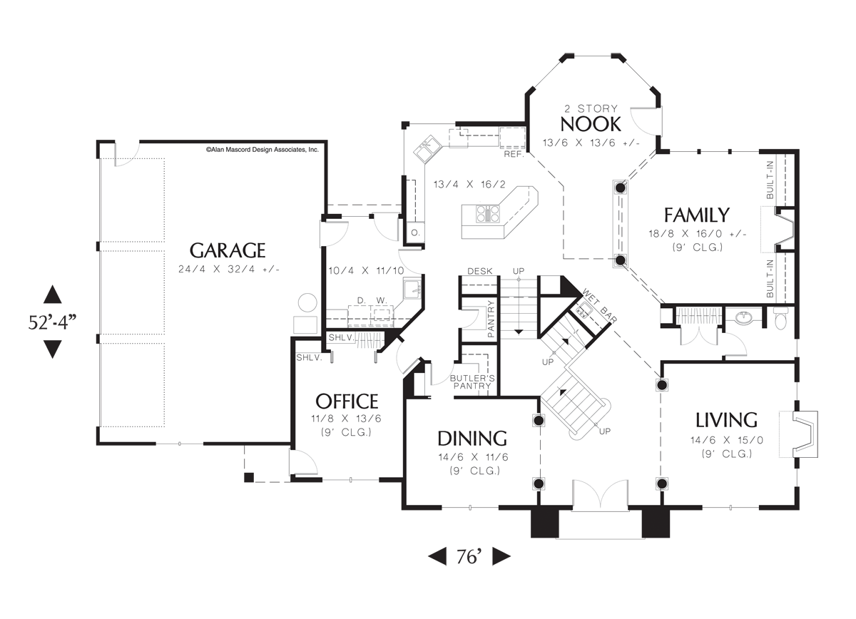 Main Floor Plan image for Mascord Milbourne-Generous Spaces, Private Entrance to Office-Main Floor Plan