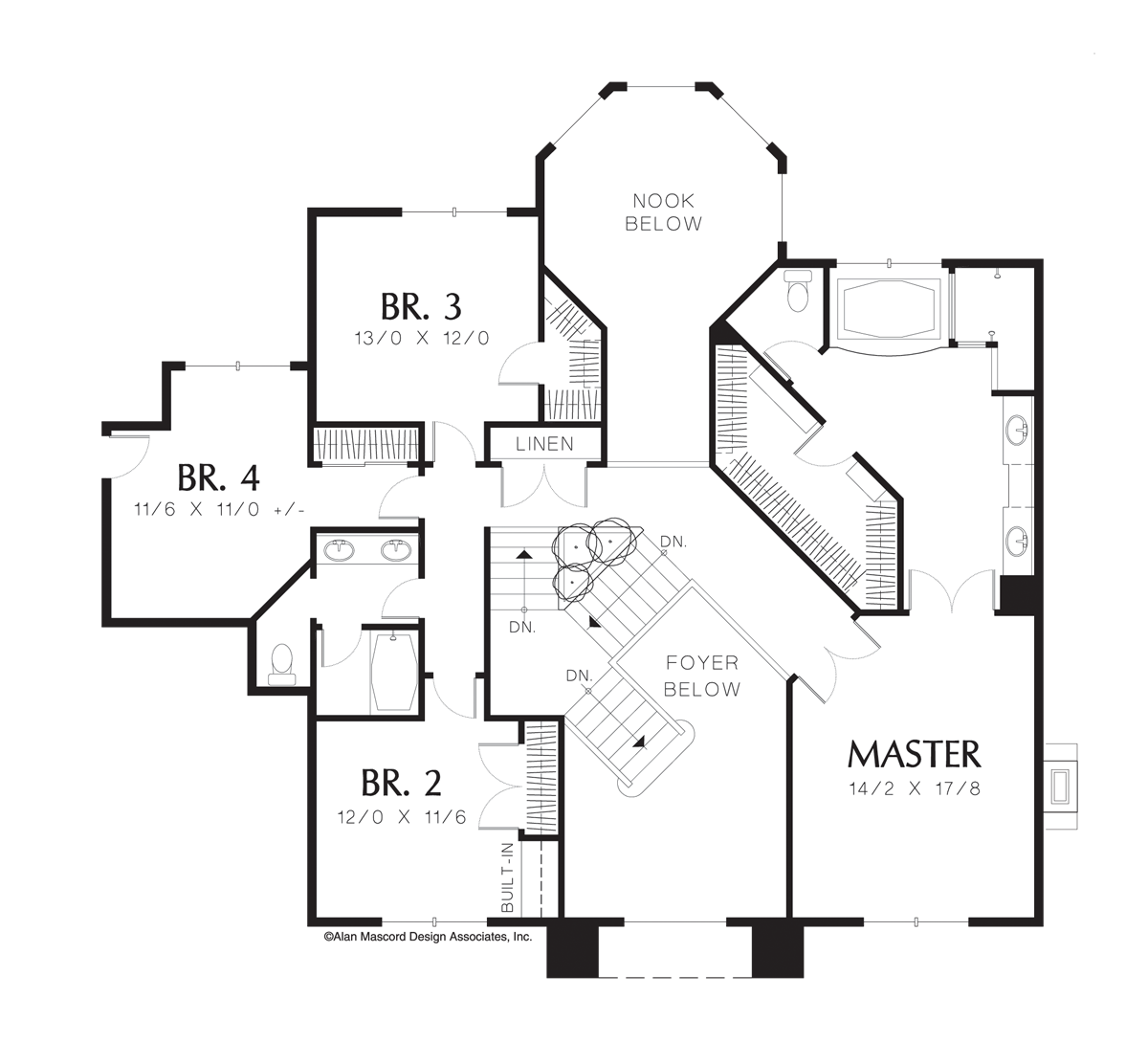 Upper Floor Plan image for Mascord Milbourne-Generous Spaces, Private Entrance to Office-Upper Floor Plan