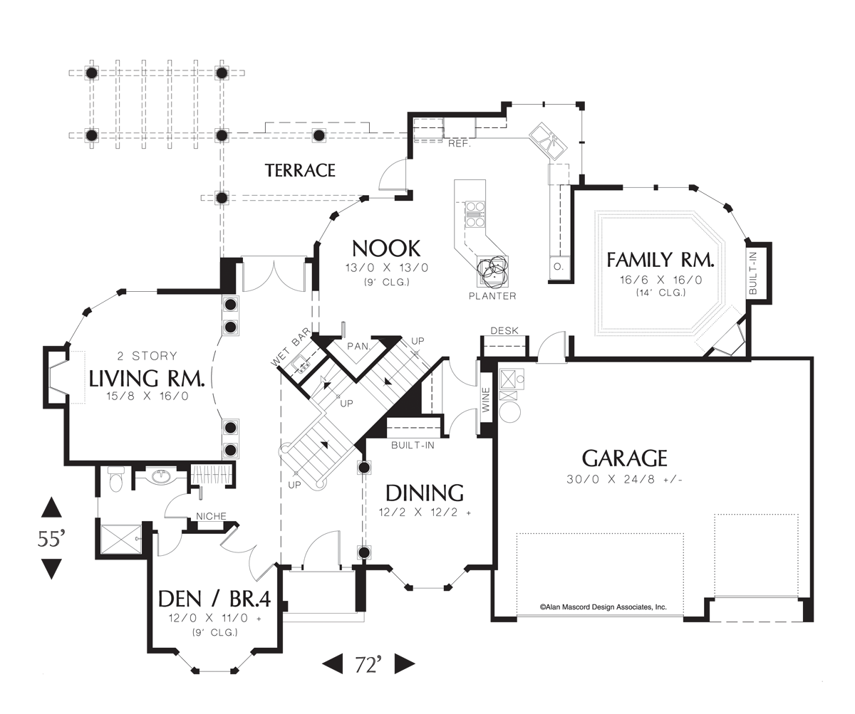 Main Floor Plan image for Mascord Pierson-Private Den with Attached Bath-Main Floor Plan