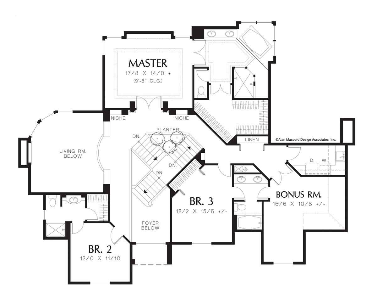 Upper Floor Plan image for Mascord Pierson-Private Den with Attached Bath-Upper Floor Plan