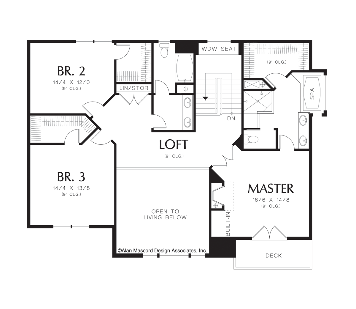 Upper Floor Plan image for Mascord Weston-Formal Dining Room in Contemporary home-Upper Floor Plan
