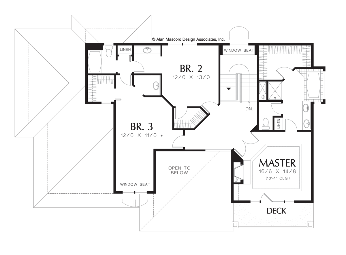 Upper Floor Plan image for Mascord Tremonia-Romantic Home with Balconies-Upper Floor Plan