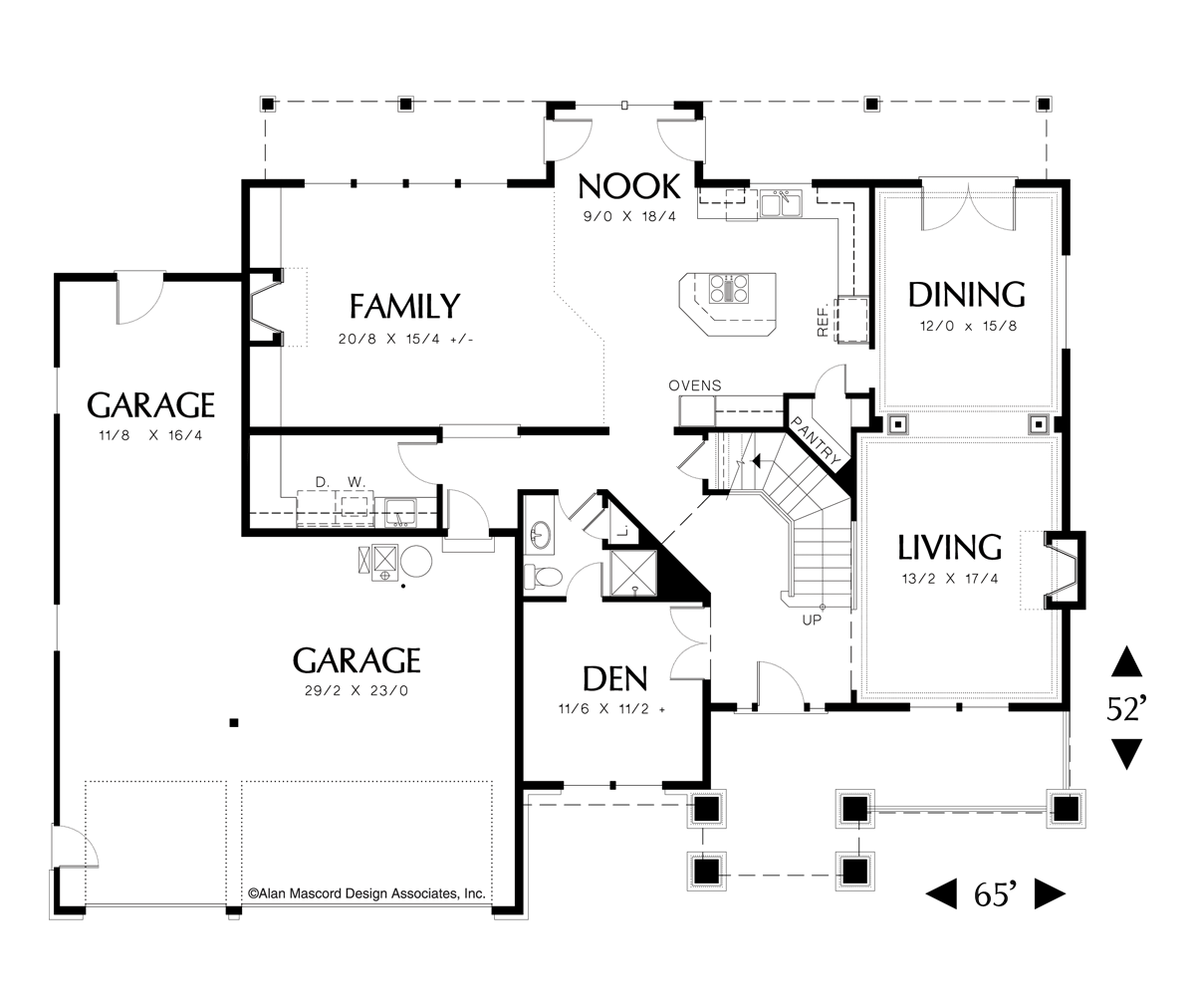Main Floor Plan image for Mascord Branigan-Large Bonus Room Above the Garage-Main Floor Plan