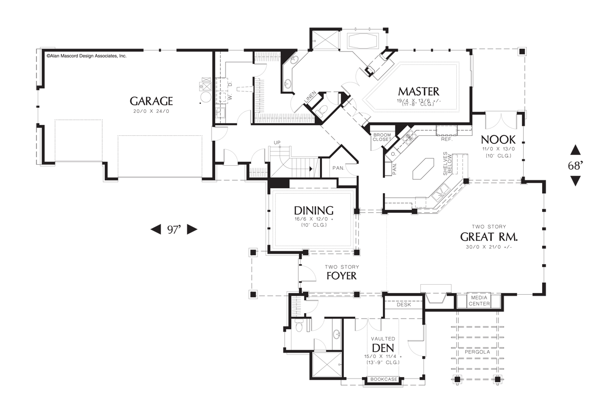 Main Floor Plan image for Mascord Jimmerson-Floor to Ceiling Windows Accentuate Rear View-Main Floor Plan