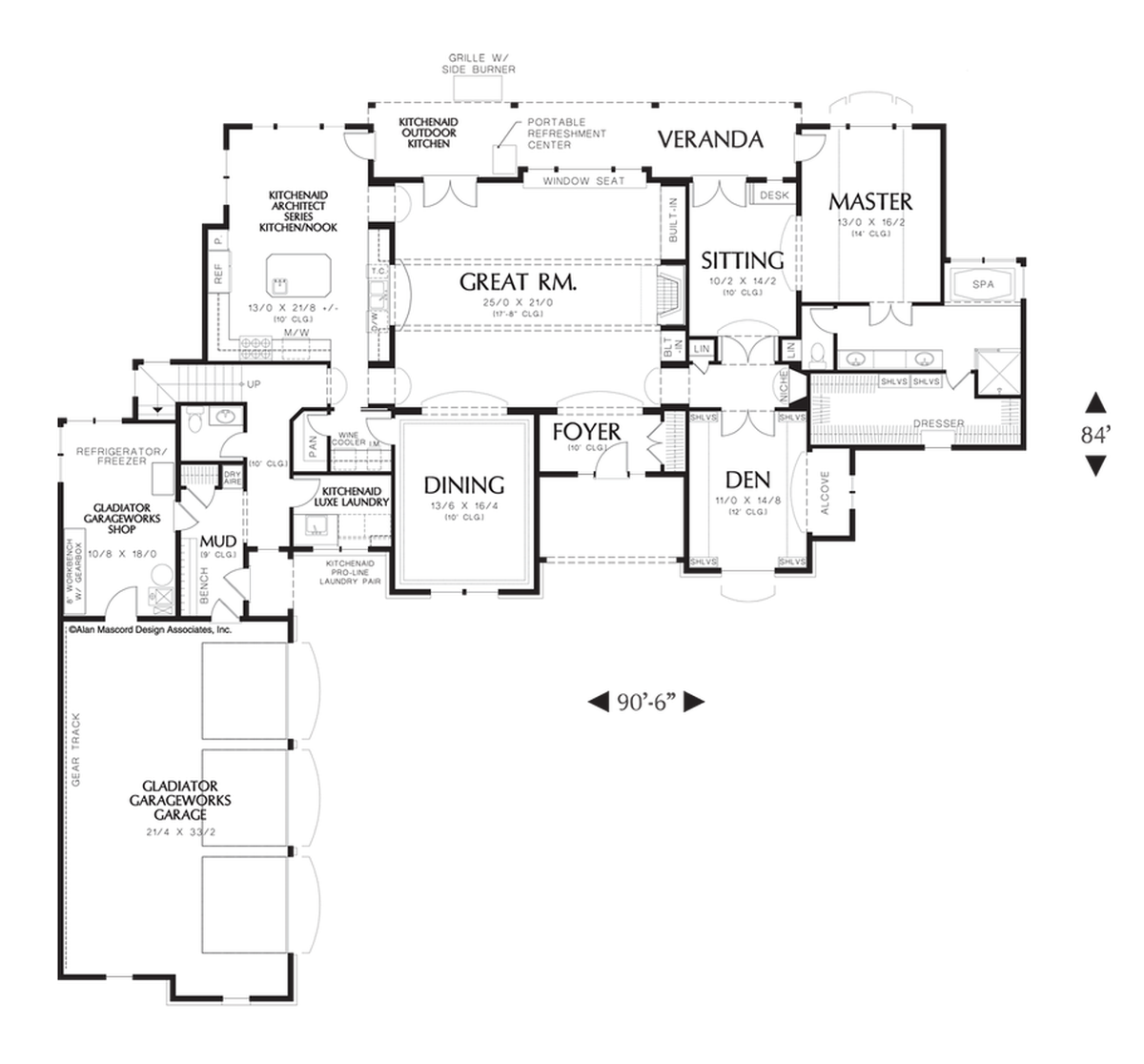 Main Floor Plan image for Mascord Farnsworth-Luxurious European Style with Veranda-Main Floor Plan