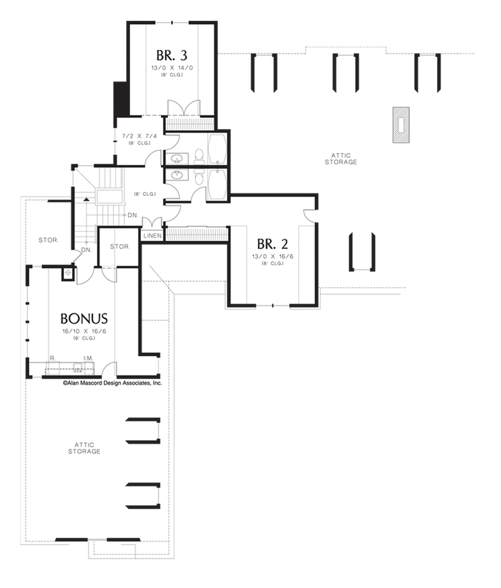 Upper Floor Plan image for Mascord Farnsworth-Luxurious European Style with Veranda-Upper Floor Plan