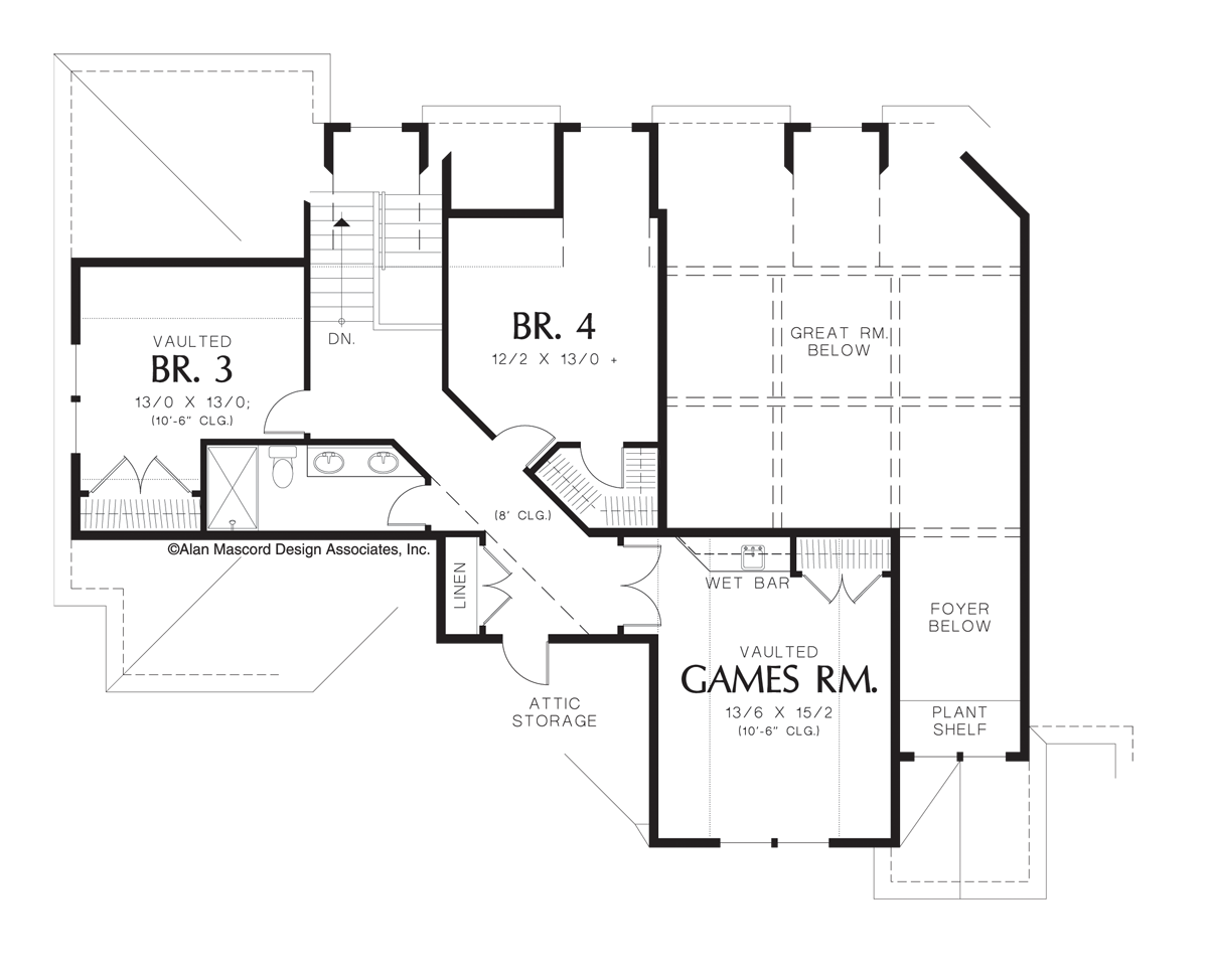Upper Floor Plan image for Mascord Amarantha-Master and Second Bedroom on Main-Upper Floor Plan