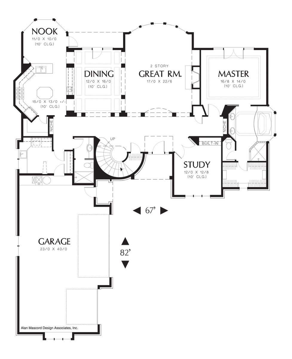 Main Floor Plan image for Mascord Findlay-Spacious Home with Large Island in Kitchen-Main Floor Plan