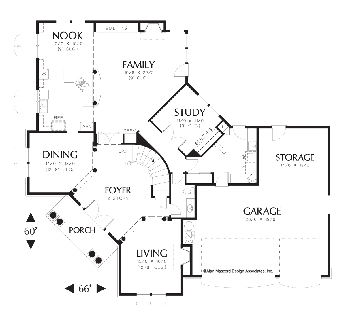 Main Floor Plan image for Mascord Ingersoll-Grand, Angled Entrance-Main Floor Plan