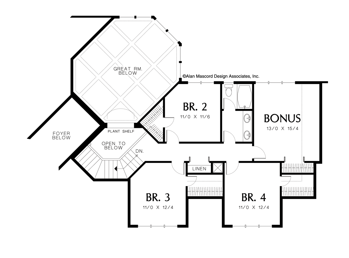 Upper Floor Plan image for Mascord Hammond-Elegant Home for Corner Lot-Upper Floor Plan