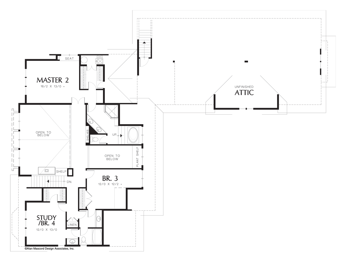 Upper Floor Plan image for Mascord Leesville-Craftsman with Second Master-Upper Floor Plan