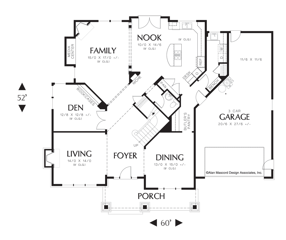Main Floor Plan image for Mascord Randolf-Arts and Crafts Columns, Stone Detailing-Main Floor Plan