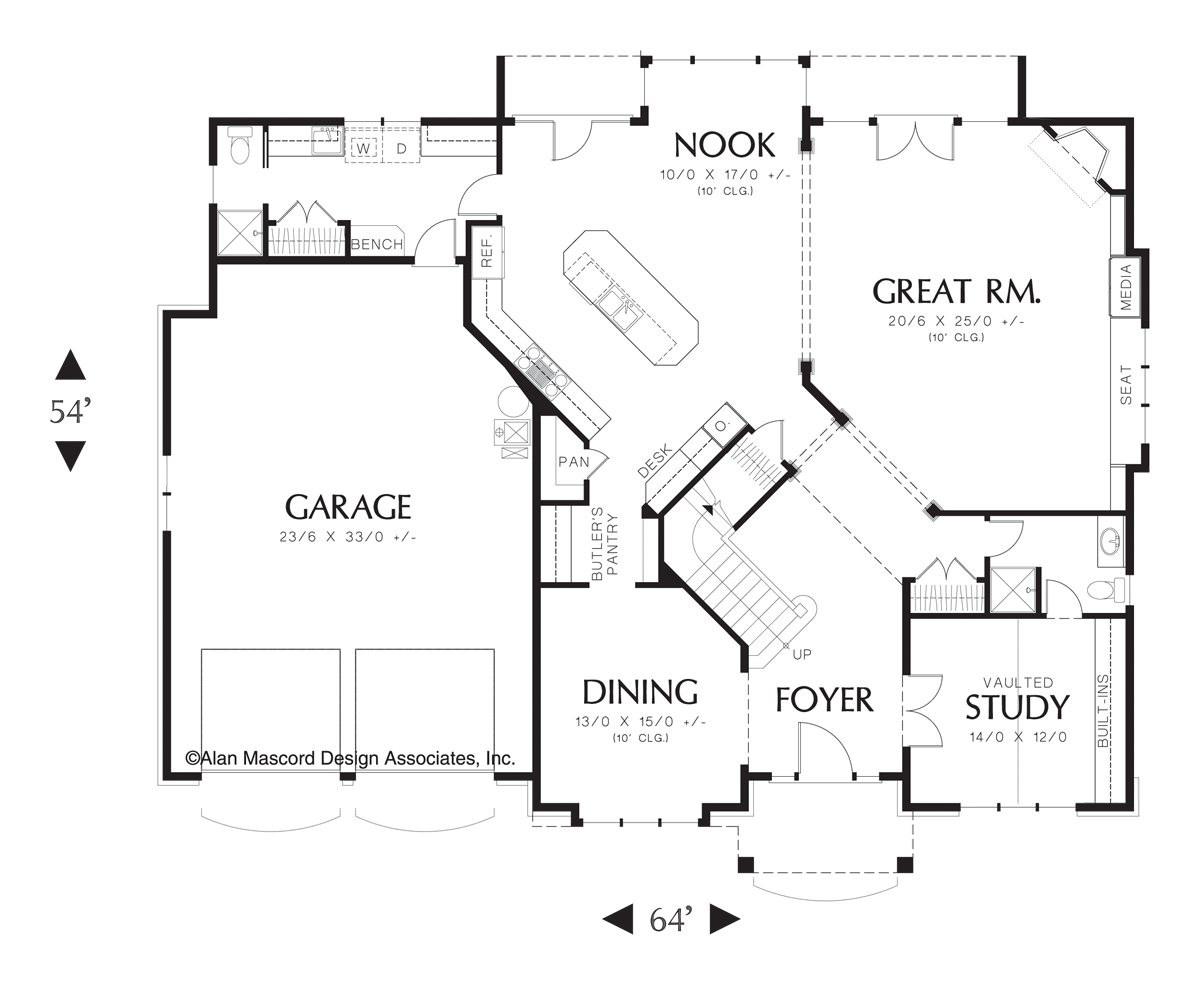 Main Floor Plan image for Mascord Bradner-Traditional Architecture Lines-Main Floor Plan