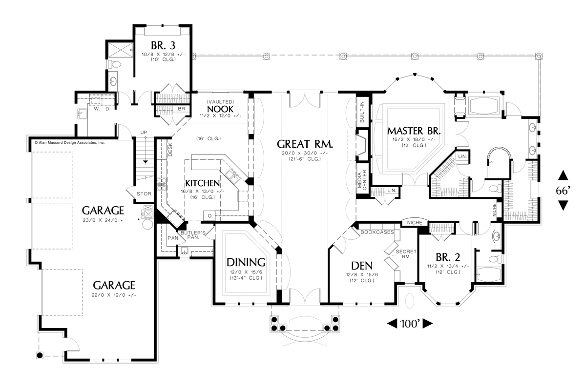 Main Floor Plan image for Mascord Reyes-Wide Central Hall Leads to Sitting Area-Main Floor Plan