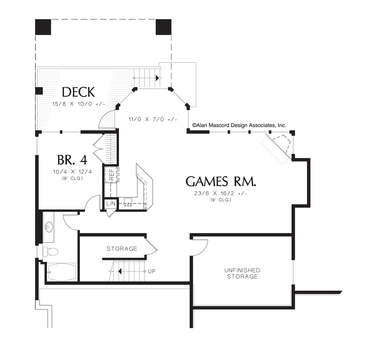 Lower Floor Plan image for Mascord Tobias-Jack and Jill Bathrooms, Daylight Basement-Lower Floor Plan
