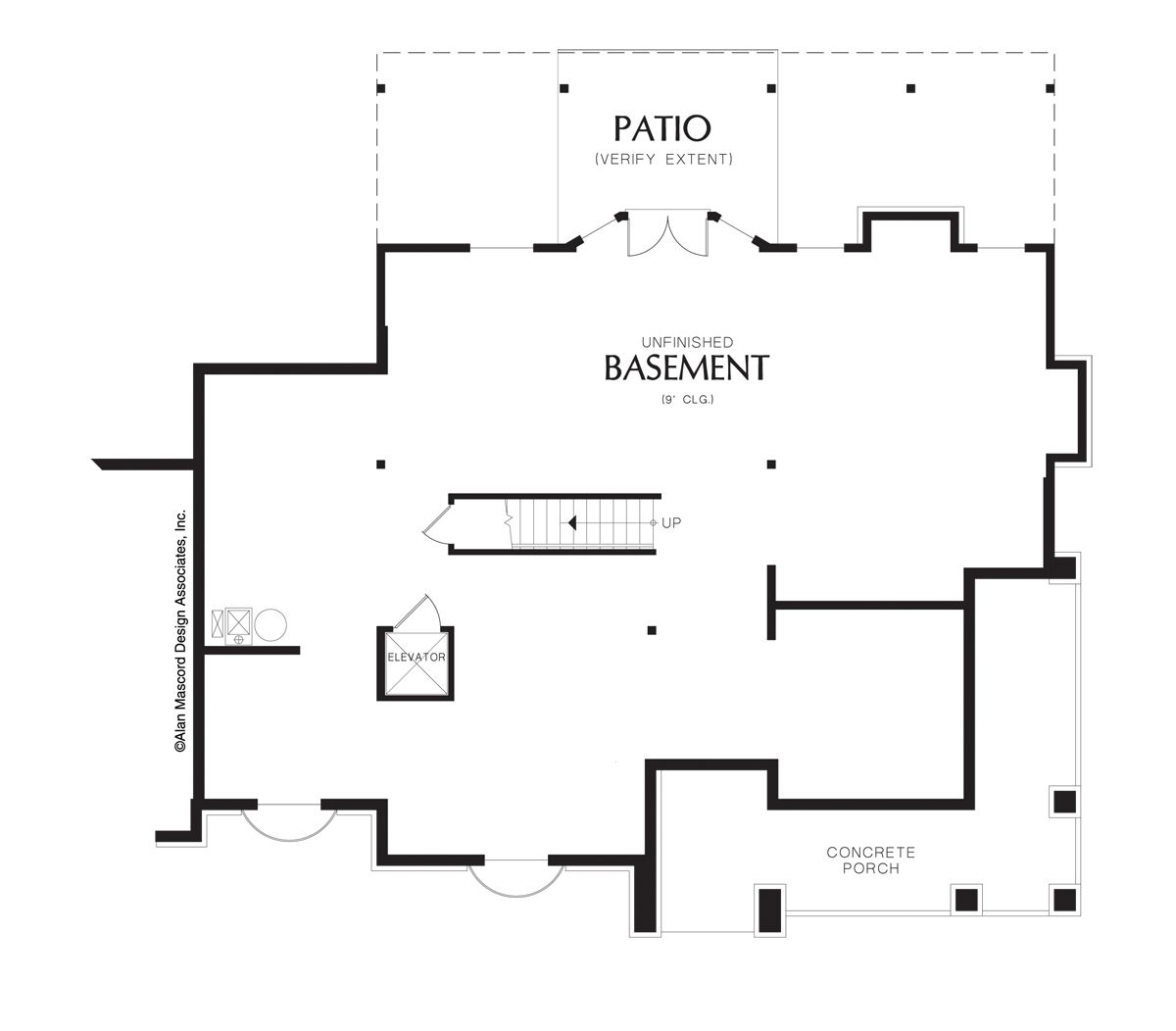 Lower Floor Plan image for Mascord Hayfield-Farmhouse with Elevator-Lower Floor Plan