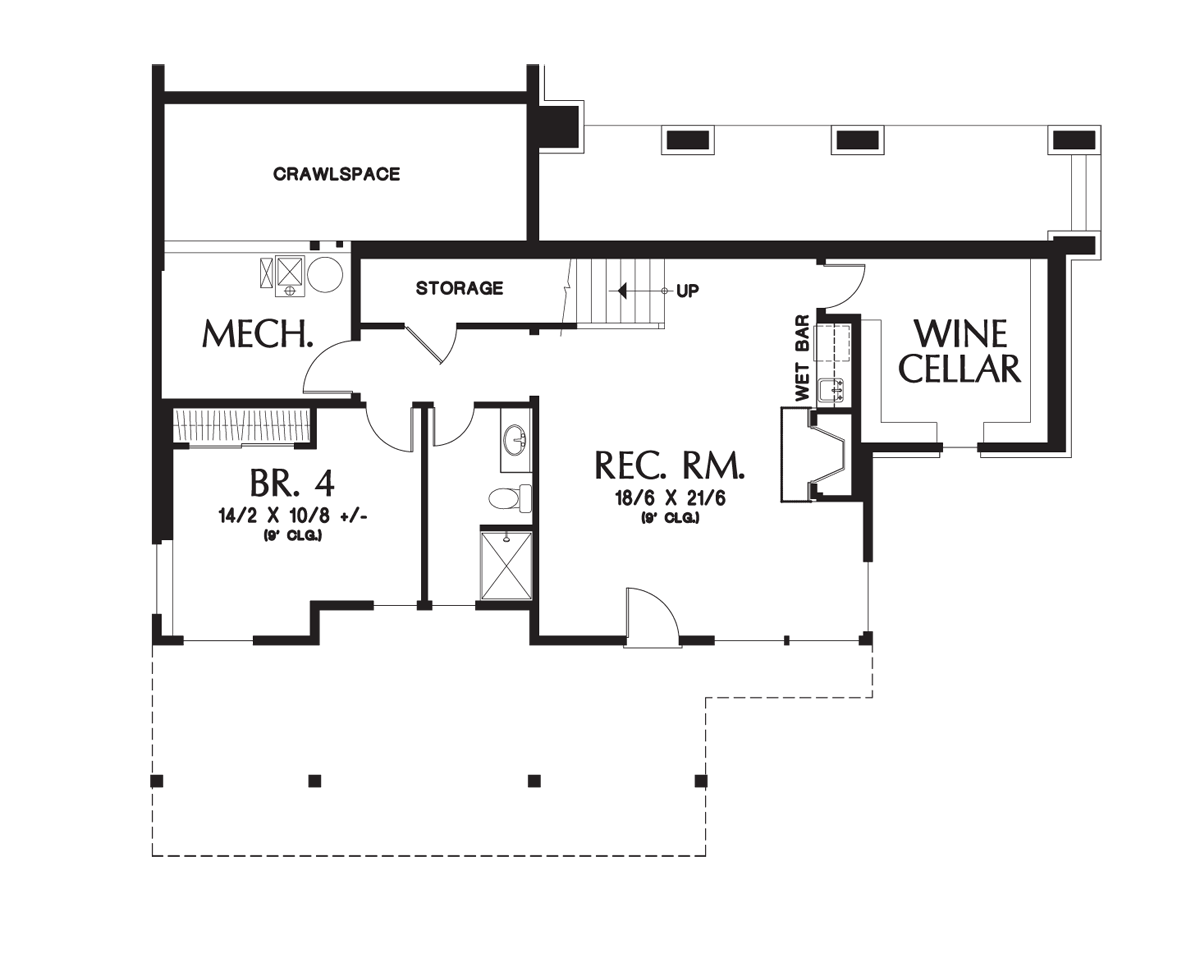Lower Floor Plan image for Mascord Clearfield-Sloped lot daylight Craftsman-Lower Floor Plan