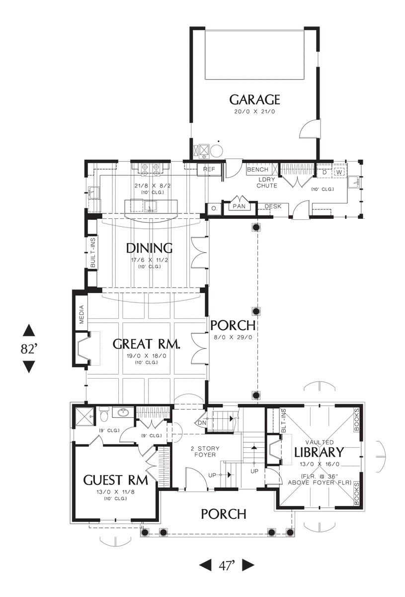 Main Floor Plan image for Mascord Lisette-French Inspired Sophisticated Home-Main Floor Plan